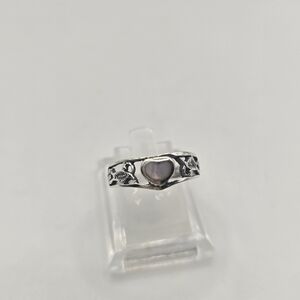 Vintage sterling silver mother of pearl heart ring SIZE 8